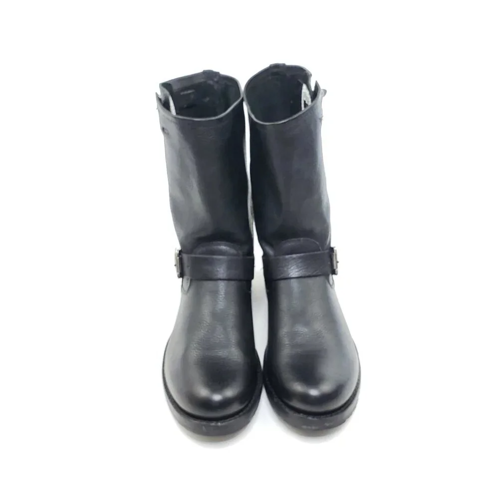 Frye Engineer Moto Biker Mid Calf Harness Boots Black Leather Womens Size 10B - Picture 3 of 12